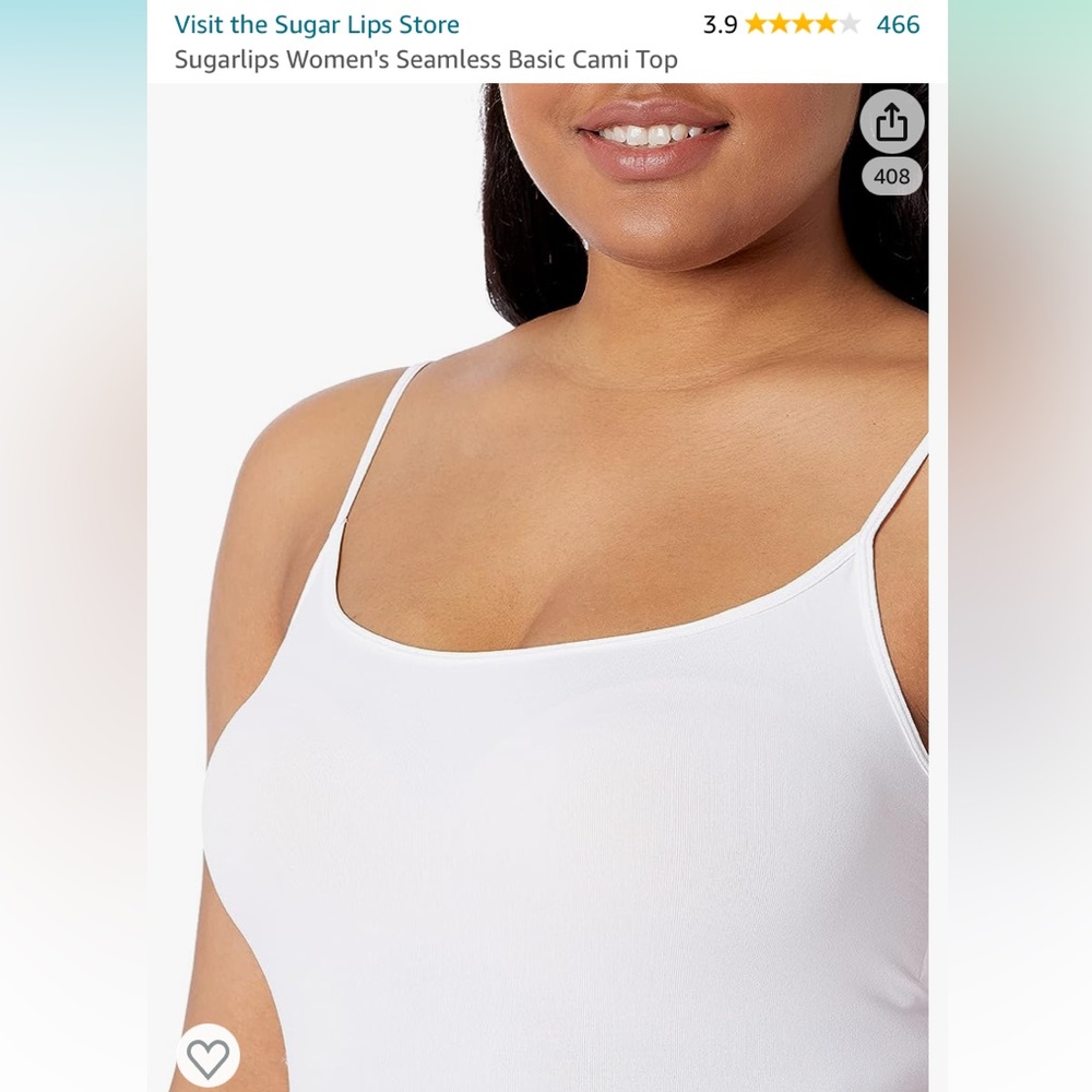 NWT Sugarlips Seamless Basic Strap Tank in White - Picture 3 of 5